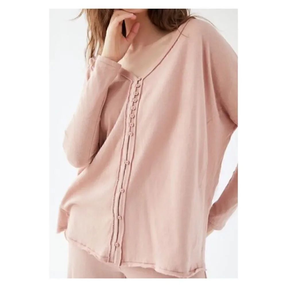 Urban Outfitters | UO | Out from Under Pinkish Tan Button Oversized Jumper | S